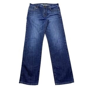 Lucky Brand 329 Classic Straight Men Jeans Blue Medium Wash 32x32 Distressed Hem